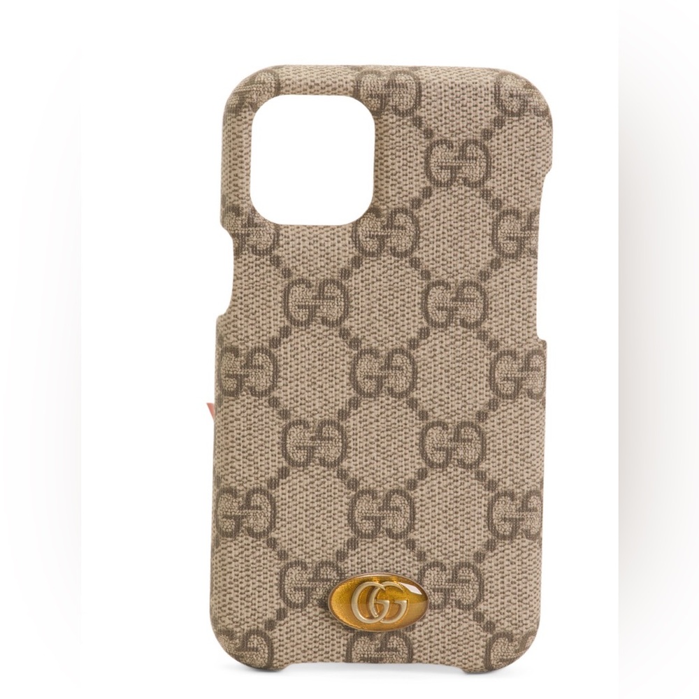 Gucci Beige GG Supreme Canvas iPhone 12 mini  Case with Brown Double G Logo - Picture 2 of 3